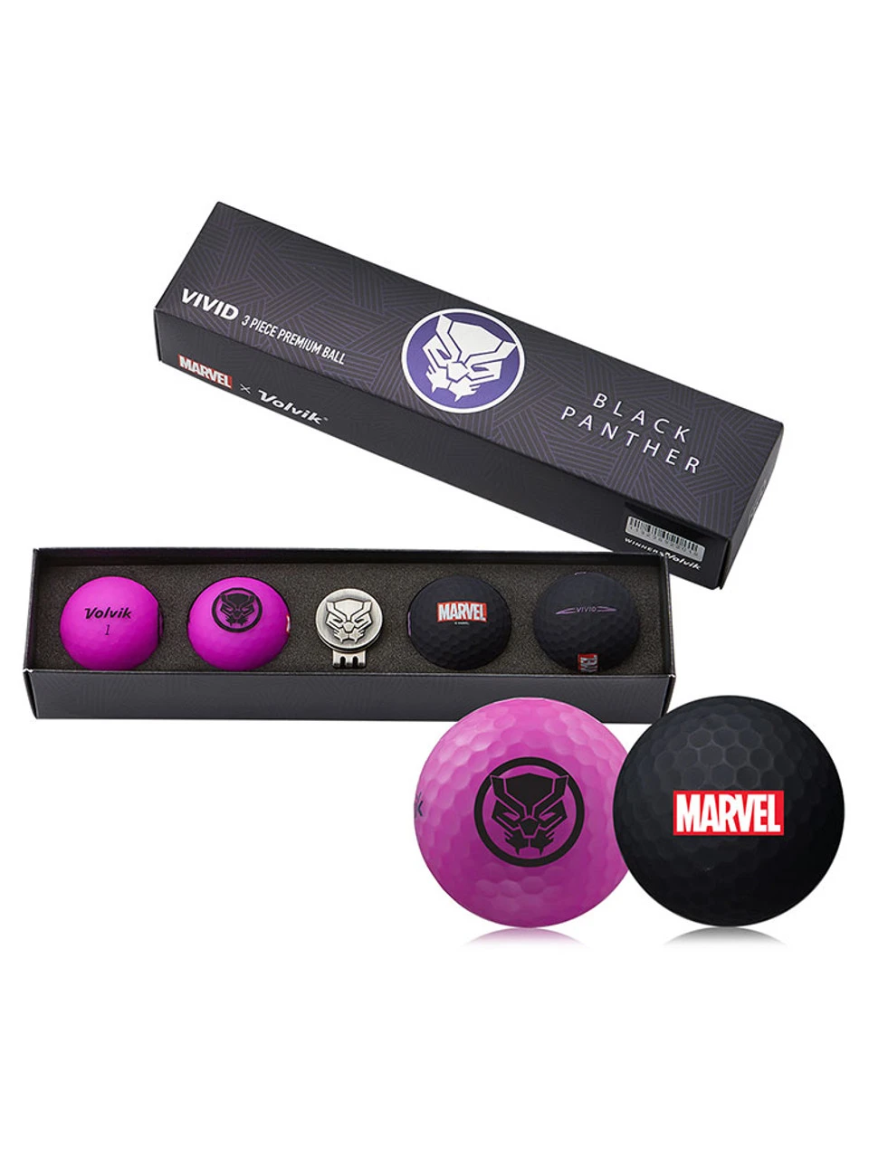Marvel Golf Balls & Marker - 4 Pack Black Panther
