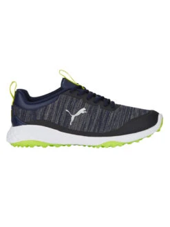 Puma FUSION Pro Wide Golf Shoes - Puma Navy/Puma Silver/Lime Smash