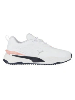 Puma GS-Fast Golf Shoes - Puma White/Navy Blazer/Flamingo Pink