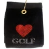 Navika Bling Heart Golf Towel Black