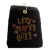Navika Bling Live Love Golf Towel Black
